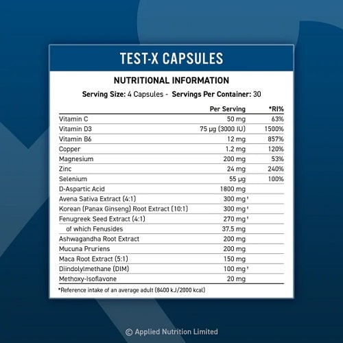 Applied Nutrition Test X - 120 Caps - Hormone Support