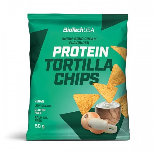 Biotech Usa Protein Tortilla Chips - 50 g onion-sour cream - Healthy Food