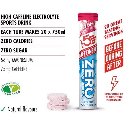 High5 Sports Nutrition Electrolyte Zero Caffeine Hit - 20 Tabs - Hydration & Isotonic