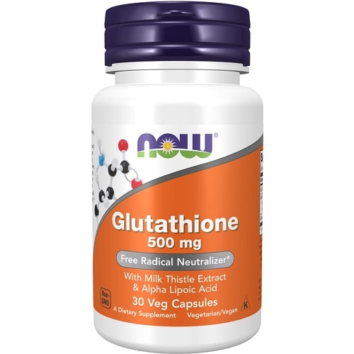 NOW Foods Glutathione With Milk Thistle Extract & Alpha Lipoic Acid 500 mg - 30 Veg Caps