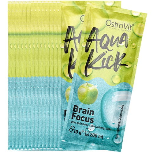 OstroVit Aqua Kick Brain Focus - 10 g Green Apple (Pack of  24) - Pre Workout