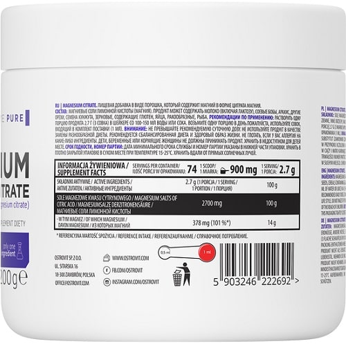OstroVit Magnesium Citrate - 200 g - Vitamins & Minerals