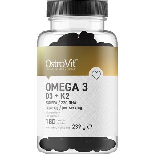 OstroVit Omega 3 D3 + K2 - 180 Caps - Omega 3 Acids & Fish Oils