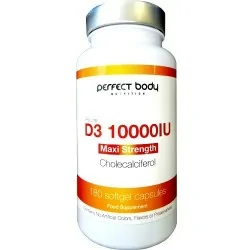 Perfect Body Nutrition D3 10000IU Maxi Strength - 180 Softgel Caps