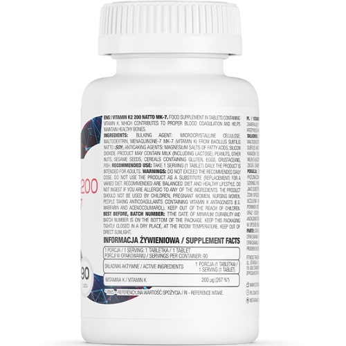OstroVit Vitamin K2 200 Natto MK-7 - 90 Tabs OstroVit Vitamin K2 200 Natto MK-7 - 90 Tabs
