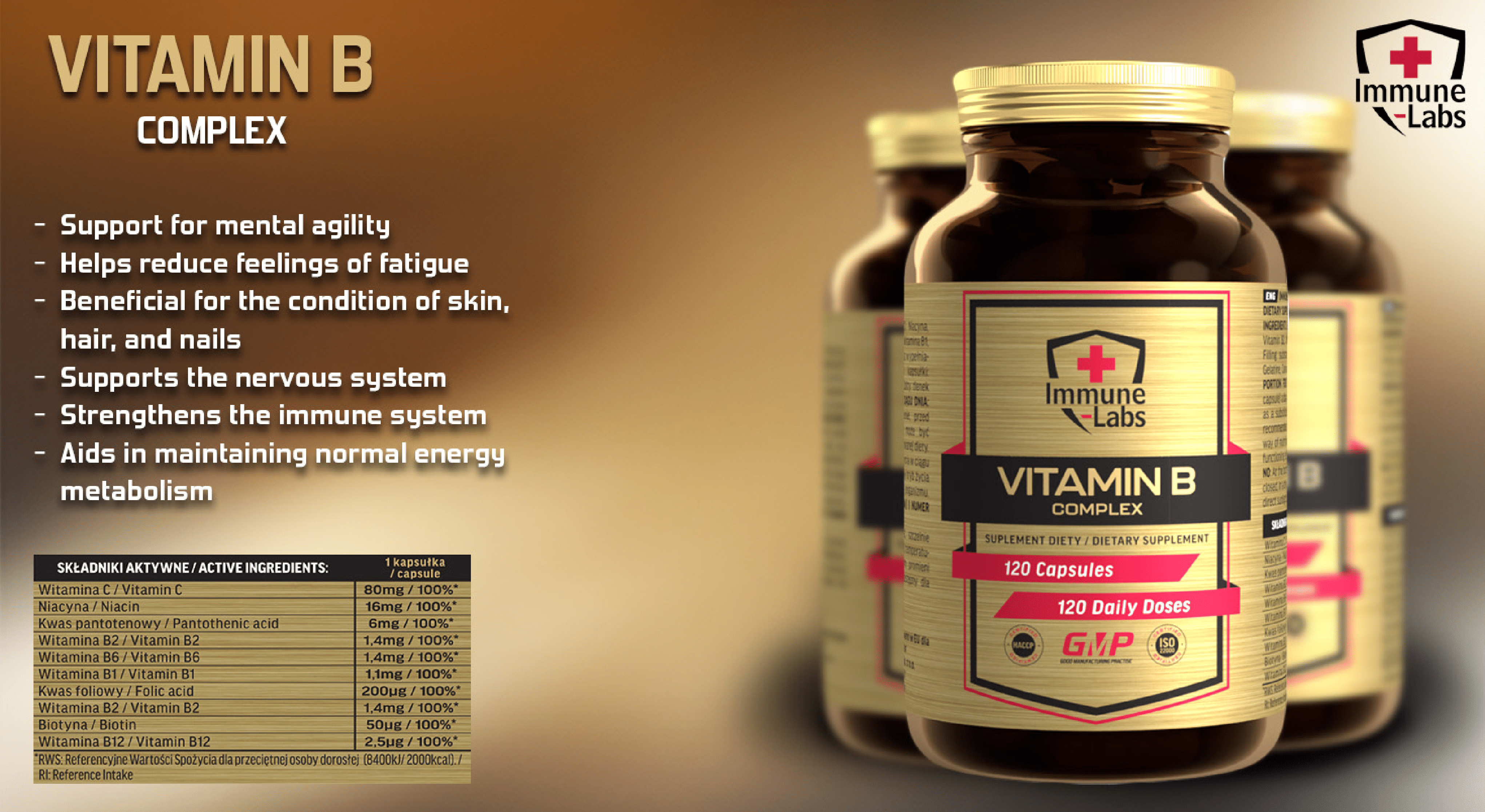 Immune Labs Vitamin B Complex - 120 Caps Immune Labs Vitamin B Complex - 120 Caps