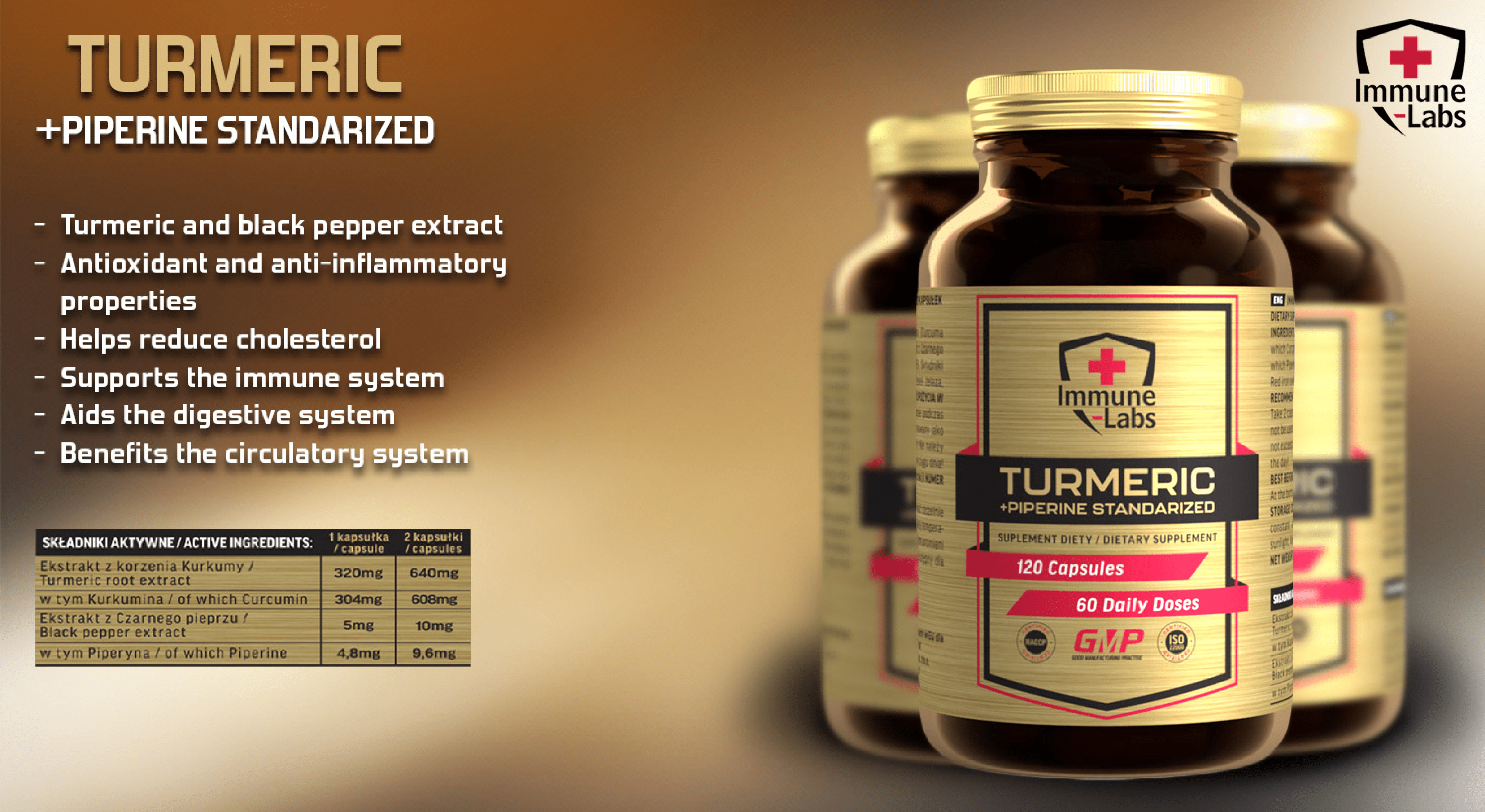 Immune Labs Turmeric + Piperine - 120 Caps Immune Labs Turmeric + Piperine - 120 Caps