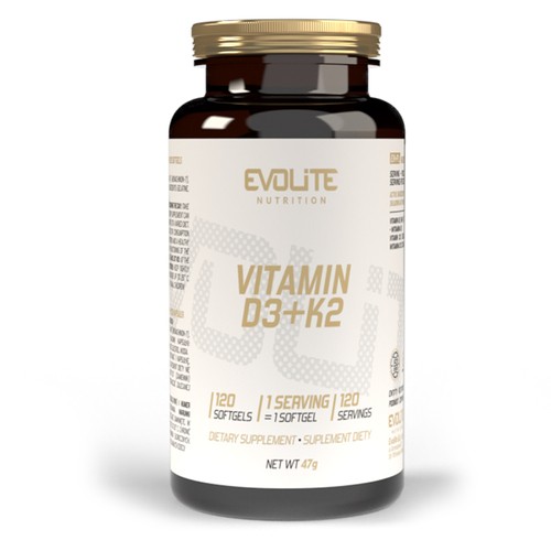 Evolite Vitamin D3+K2 - 120 Softgels Evolite Vitamin D3+K2 - 120 Softgels