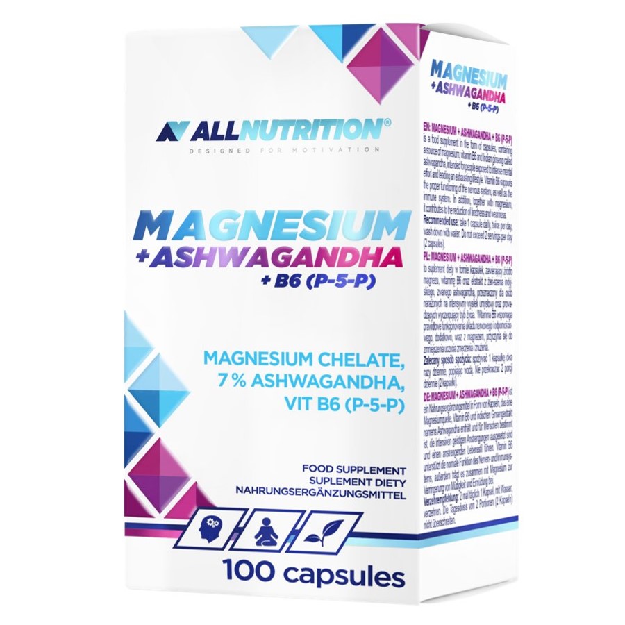 Allnutrition Magnesium + Ashwagandha + B6(P-5-P) - 100 Caps Allnutrition Magnesium + Ashwagandha + B6(P-5-P) - 100 Caps