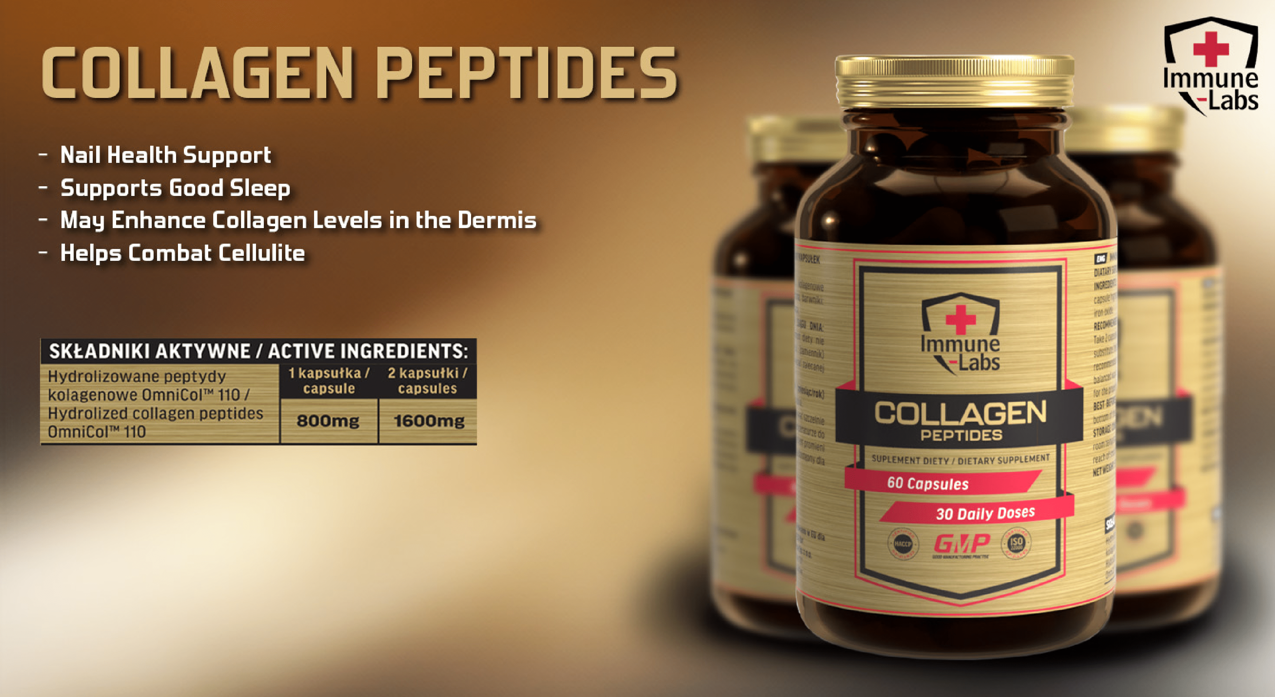Immune Labs Collagen Peptides 800mg - 60 Caps Immune Labs Collagen Peptides 800mg - 60 Caps